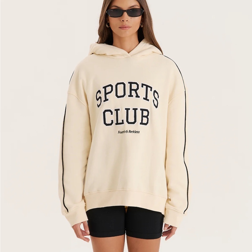 NWT Size M - 4th & Reckless Cotton Sports Club Slogan Oversized Hoodie- Lille